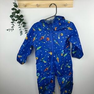 Mountain Warehouse Blue Space-Themed Kids One Piece Rain suit